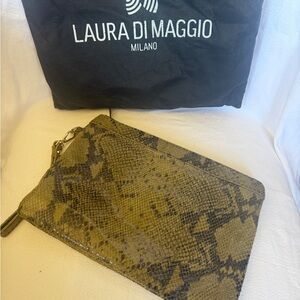 Leather Snake Print Clutch